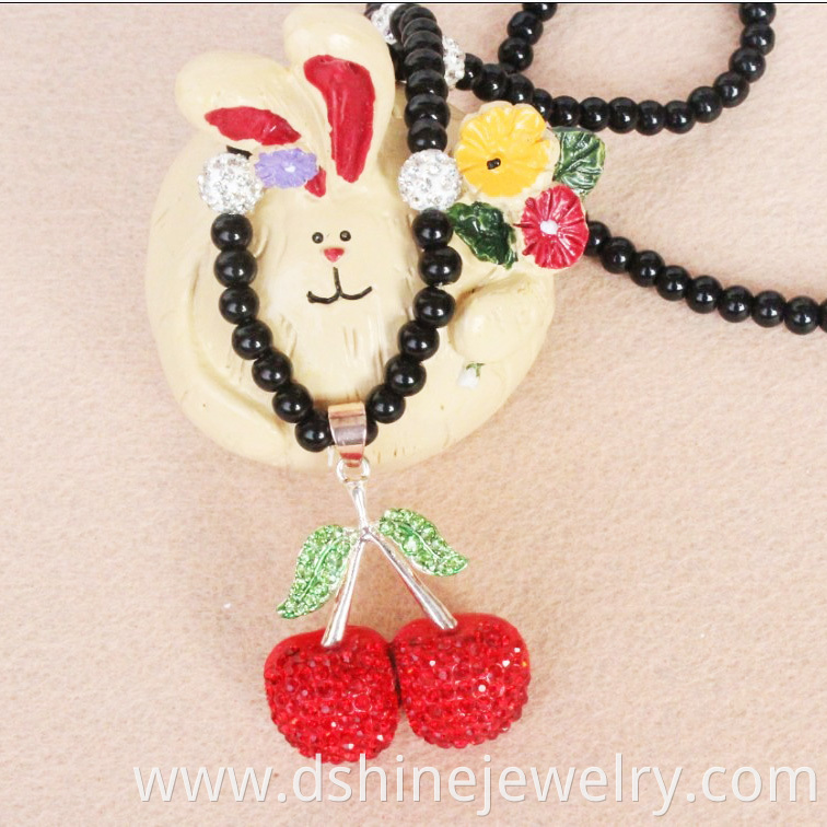 Cherry Charm Shamballa Necklace